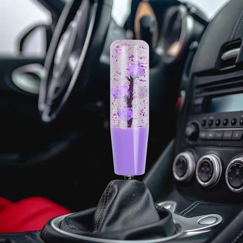 15cm JDM Clear All Purple Glitter Real Rose Flower Manual Gear Stick Shift Knob - Picture 10 of 10