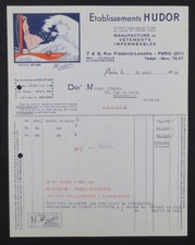 Facture PARIS 1952 HUDOR vêtement imperméable illustrée billhead 105