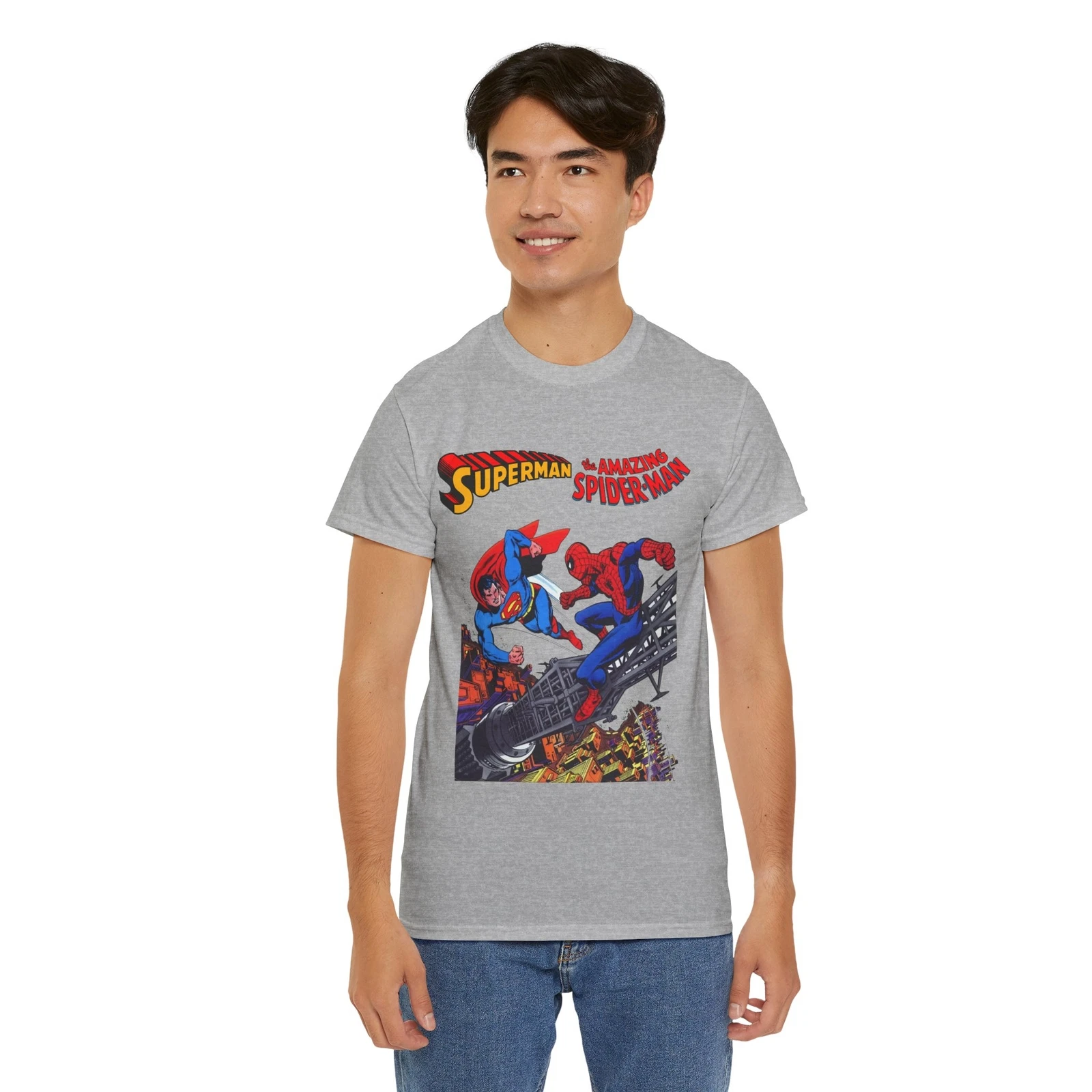 Superman & Amazing Spider-Man T-Shirt - DC/Marvel Comics Crossover - 1970s