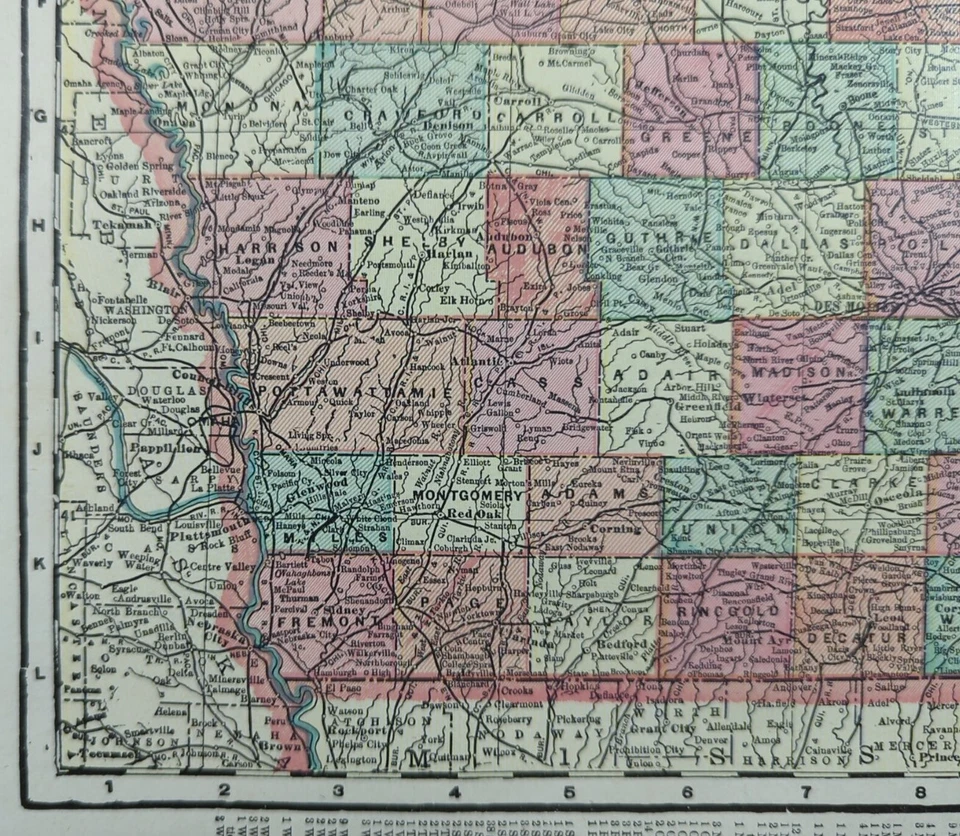 Vintage 1900 IOWA Map 14"x11" ~ Old Antique Original MASON CITY DES MOINES IA - Image 4 of 4