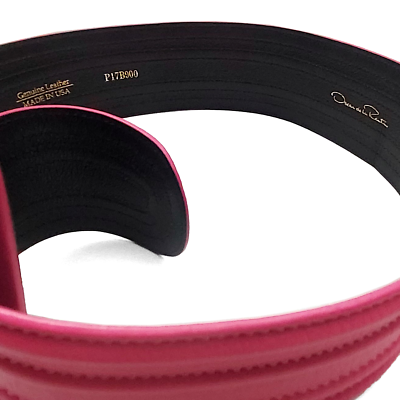 Oscar de la Renta P17B900 Bright Pink Leather Ribbed Waist  display picture 1