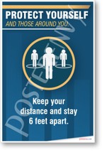 Keep Your Distance and Stay 6 Feet Apart - NEW Health Public Safety POSTER