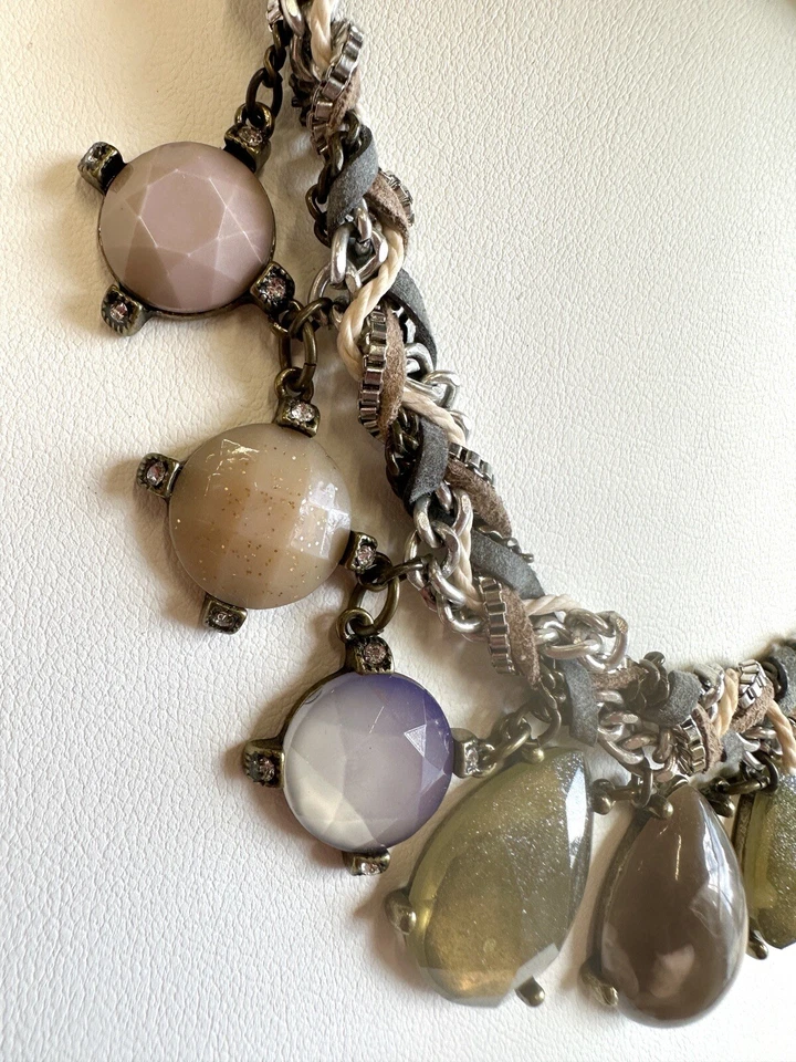 Beautiful Ann Taylor Loft Uniquely Braided Gemstone Necklace 18” - Image 4 of 4