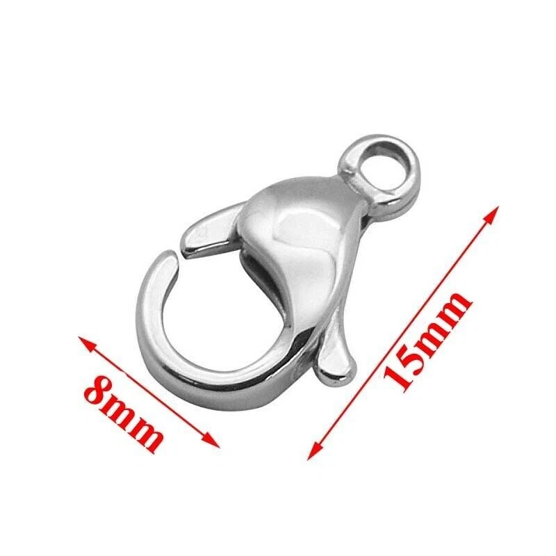 5 piezas Cierre de langosta de acero inoxidable Gancho Cierre de garra Fornituras Hágalo usted mismo 9/10/12/15 mm Foto 4 de 4