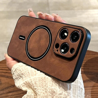 For iPhone 16 15 14 Plus 13 12 11 Pro Max XS XR ShockProof Magnetic Leather Case