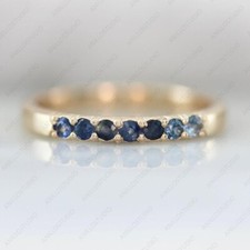 925 Silver Blue Sapphire Stone Minimal Vermeil Promise Stackable Ring Jewelry