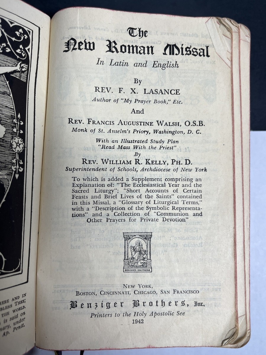 The New Roman Missal Father Lasance 1942 Latin English Benziger