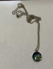 Starfish Blue Circular 1/2  Wide Pendant On 16  Long Chain  3  Ext.