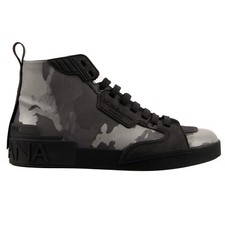 DOLCE & GABBANA Zapatos Deportivos Altos Iridiscentes Claros Logo ALTA Gris Negro