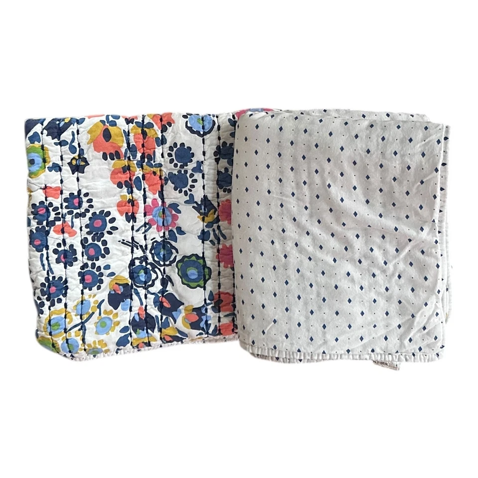 Conjunto de 2 fronhas de travesseiro acolchoadas florais Vera Bradley algodão reversível em excelente estado usado - Imagem 3 de 4