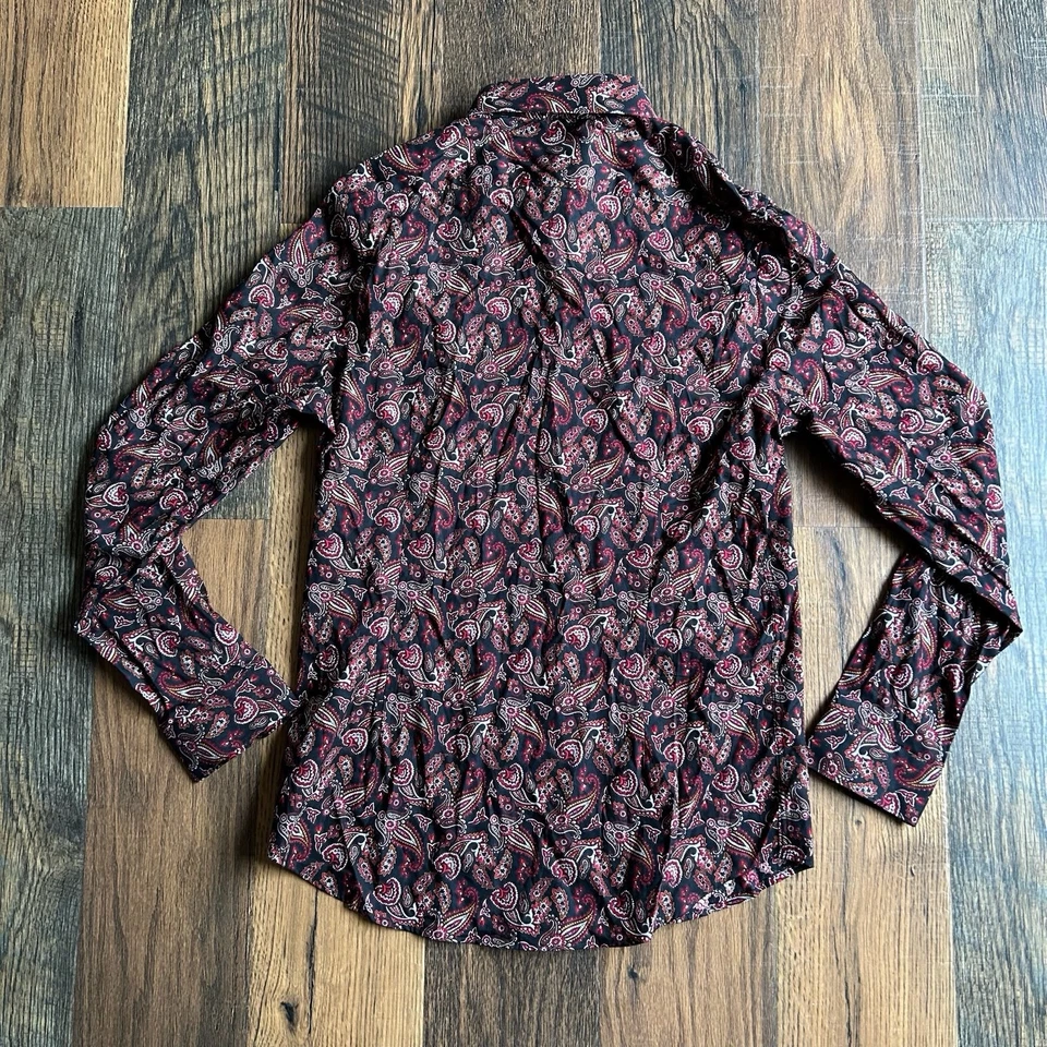 Express Slim Fit Men’s Dress Shirt Paisley Red Black Size M 15–15.5 NWT - Image 2 of 4