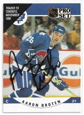 AARON BROTEN Autographed Signed 1990-91 Pro Set card #530 Toronto Maple Leafs