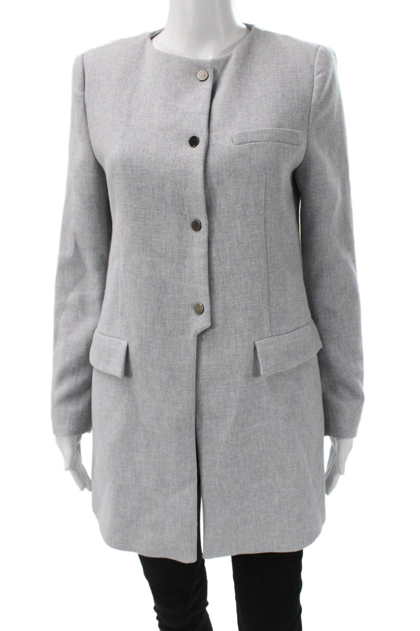 Zara Womens Gray Cotton Blend Blazer Long Sleeve Solid Classic Size LFree Shipping in US $100+ Orders | $6.95 Orders Below