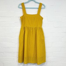 Joanie Broderie Sun Dress Strappy Yellow Boho Summer UK Size 10