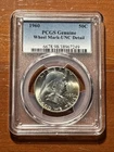 1960 Franklin Silver Half Dollar Rainbow Toning on Reverse - PCGS UNC Details