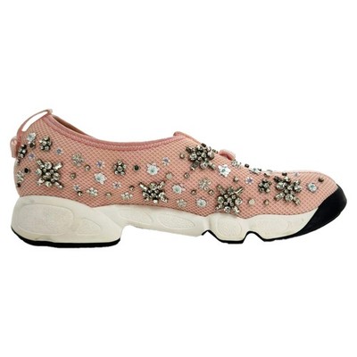 Dior Fusion Damen-Slipper mit Kristallverzierung in Rosa Polyester UK