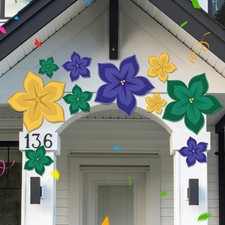 Marsui 6 Pcs Large Mardi Gras Carnival Float Flower Set Gold Green Purple 