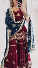 Red Sharara suits for women party wear Dress Pakistani Suit Readymade 3 Pcs Set