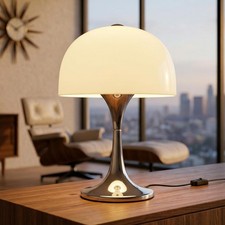 Modern Mushroom Table Lamp, Mid-Century Nightstand Lamp with Smooth Acrylic S...