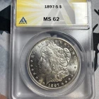 1897 S MORGAN SILVER DOLLAR! BEAUTIFUL UNC Coin! WOW! ANACS MS 62! MORE RARE!