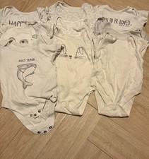 George Baby Bodysuit 9 Pack 0-3M Cotton Jersey White/Grey Animal Print