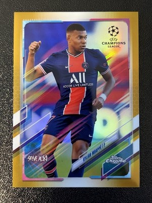2020-21 Topps Chrome UEFA UCL Steve Aoki Kylian Mbappe #95 GOLD Refractor /50