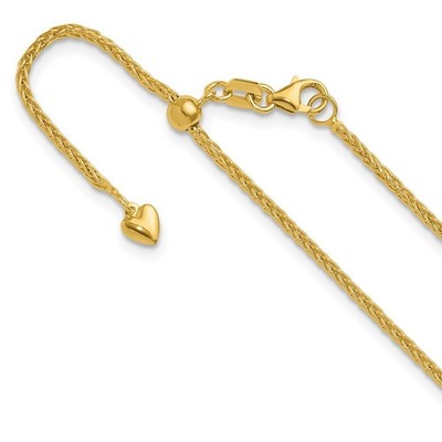 14K Gelbgold verstellbare 1,5 mm Weizen Kette Halskette 22''