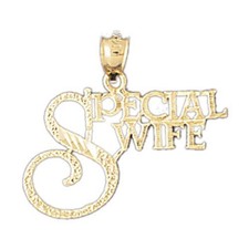 Special Wife Charm Pendant 14k Gold 1.3 Grams