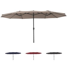 15 Ft Double Canopy Patio Umbrella with Base,Extra Large Outdoor Market Umbrella