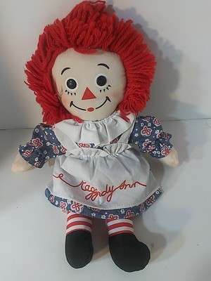 Vintage Applause 2002 Raggedy Ann Doll 15 in Plush Hasbro Toy Yarn Hair 
