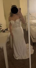 White Lace Sweetheart Off-Shoulder Fit & Flare Full-Length Wedding Dress