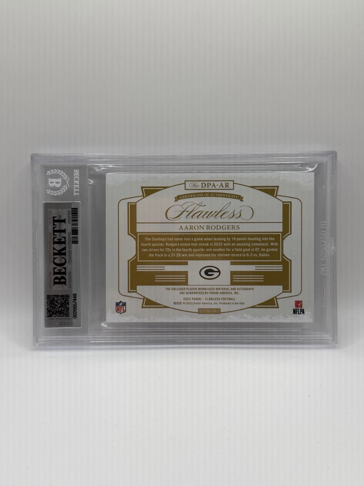 2021 Flawless Aaron Rodgers Dual Patch Auto Bronze 5/5 BGS 9/10 view 2