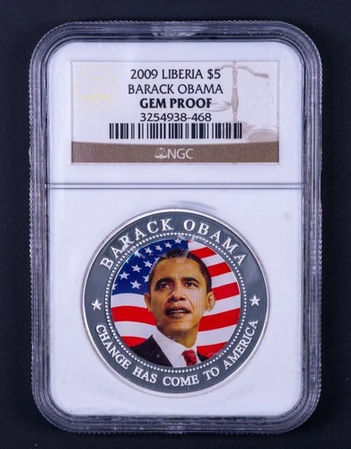 2009 NGC Gem Proof Liberia Five Dollars Barack Obama BB468