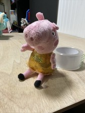 Peppa Pig Hollywood Gold Sparkle Dress Plush Stuffed Animal Toy Ships Fast