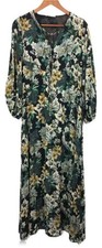 Mango XS 6 8 UK Maxi Dress Dark Floral Long Empire Smock 70s Cottagecore Blogger