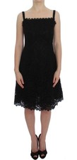 Dolce & Gabbana Black Floral Lace Shift Knee Length Women's Dress Authentic
