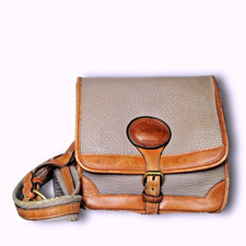 Vtg Dooney  Bourke Surrey Crossbody Bag All Weather Leather Taupe  Brown Duck