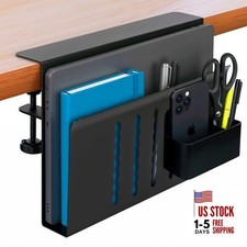 Desk Side Storage, Steel Side Desk Organizer, Clamp on Laptop Mount with