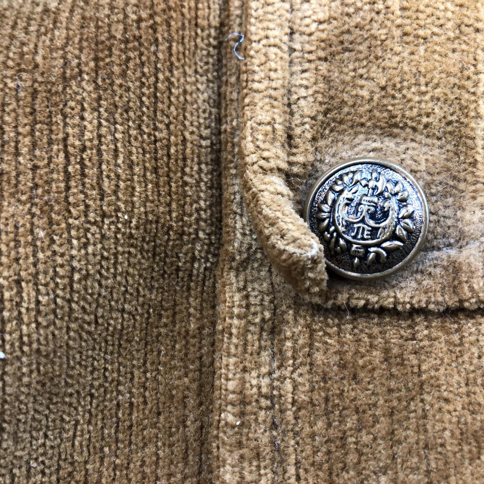 Vintage Cal Craft Coat Mens Large Brown Corduroy Faux Fur Lined Overcoat USA - product detail image 7