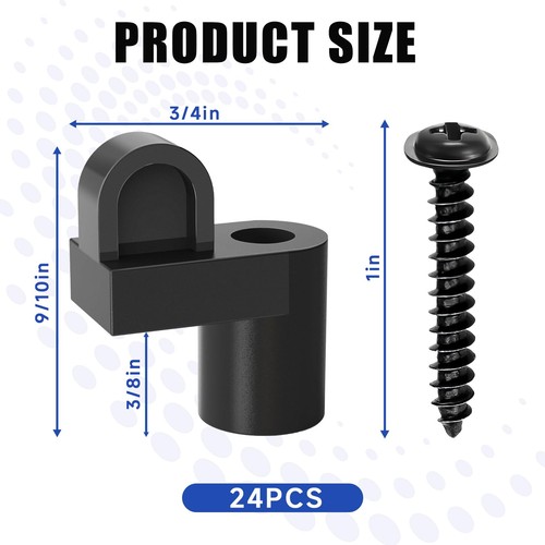 24 Pack 3/8 in Nylon Window Screen Clip with Screws Offset 24PCS, Black  - Picture 2 of 7