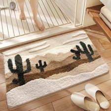 Bathroom Rug Mat, Yellow Desert Cactus Bath Mat with Soft  Non-Slip, Ultra A...