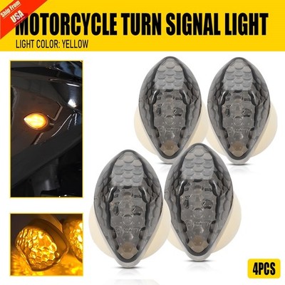 4x Motorcycle 12LED Flush Mount Turn Signal Smoke Amber Lights Blinker Indicator