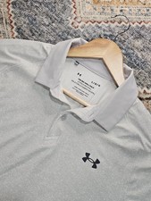 UNDER ARMOUR MEN'S Le Polo ISO Chill Size Large Light Gray Breathable Athletic