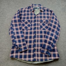 Vintage Sears Jacket Mens Large Tall Plaid Quilted Flannel Perma-Prest 70s 16.5