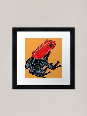 Kunstwerk eines Giftpfeil Frosch III F gerahmtes Wandbild Poster Leinwanddruck Bild