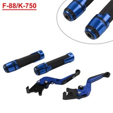 Extendable Brake Clutch Levers Handlebar Grips Set For Kawasaki ZX6R/636 Blue