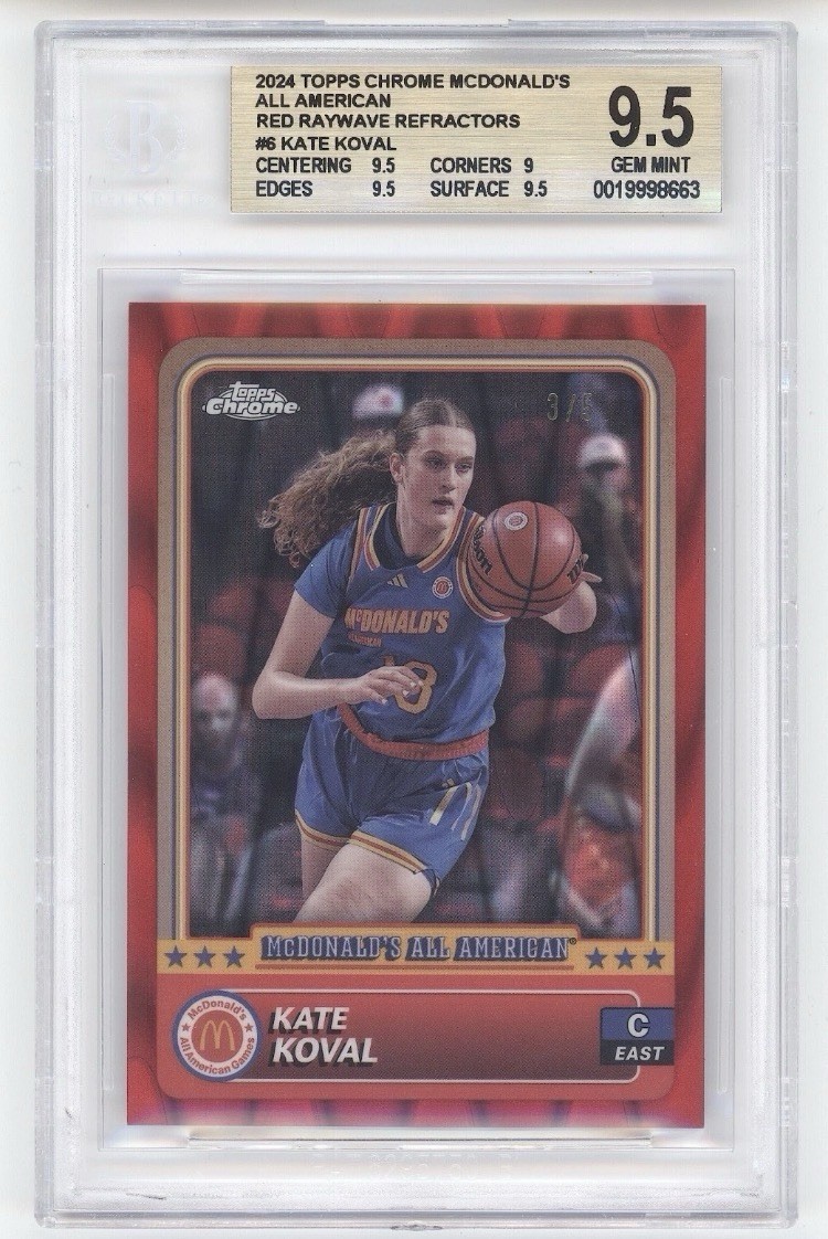 #3/5 2024 Topps Chrome McD Red RayWave #6 Kate Koval BGS 9.5 LSU Tigers