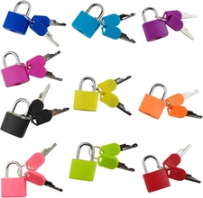 Candados Maleta 10 Pzs con Llave Mini Metal Colores Diferentes Escuela Gimnasio