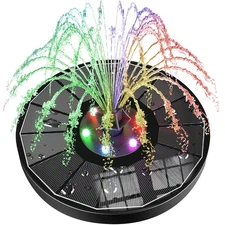 Solar Water Fountain, 3.5W Solar Powered, Battery, 7 Nozzles for Outdoor Use