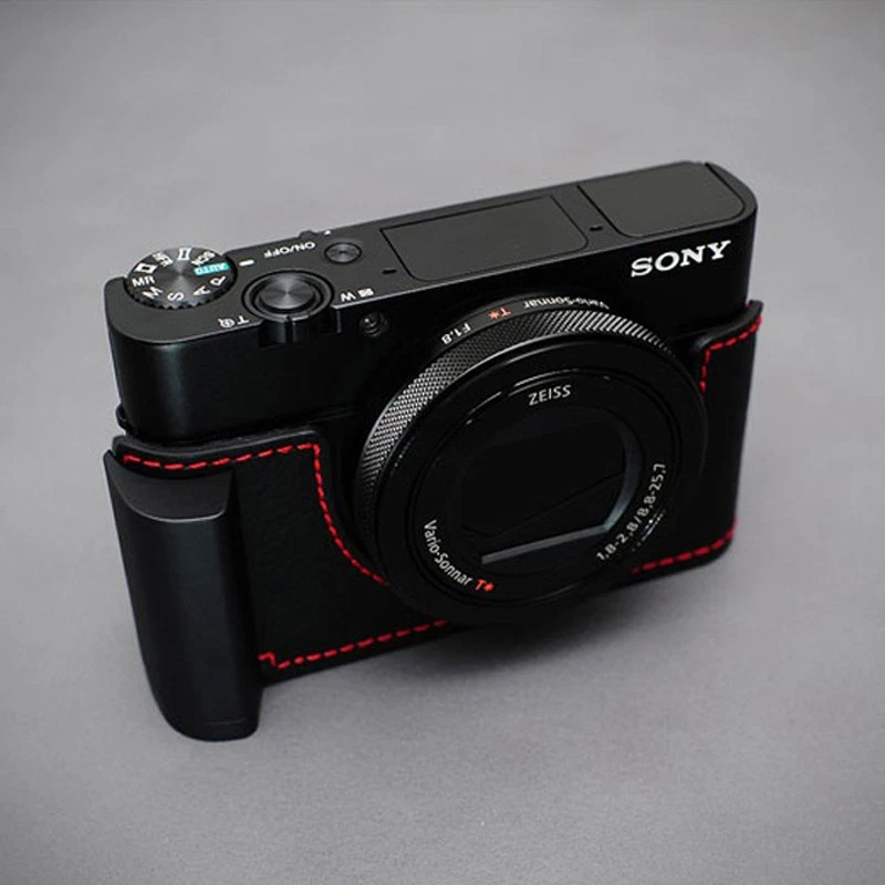 For Sony RX100M7/M6/M5A/M4/M3/M2 Real Leather Camera Bag Case Protect Cover Grip - Image 3 of 4